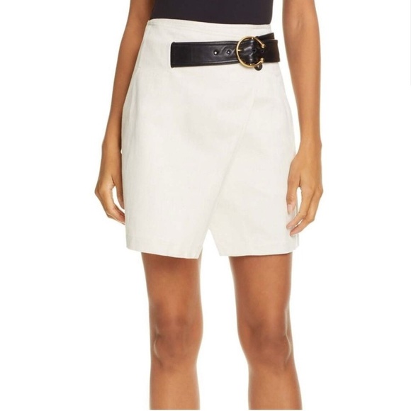 NWT A.L.C. Linen Blend Wrap Skirt with Black Belt - Picture 1 of 11